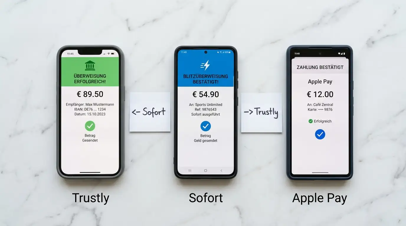 Vergleich von Sofort, Trustly und Apple Pay als Casino-Zahlungsmethoden